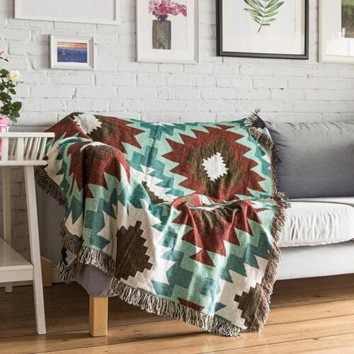 Bohemian Knitted Chair Lounge Blanket Bed Tapestry Bedspread Tablecloth Ethnic Women Outdoor Beach Sandy Towels