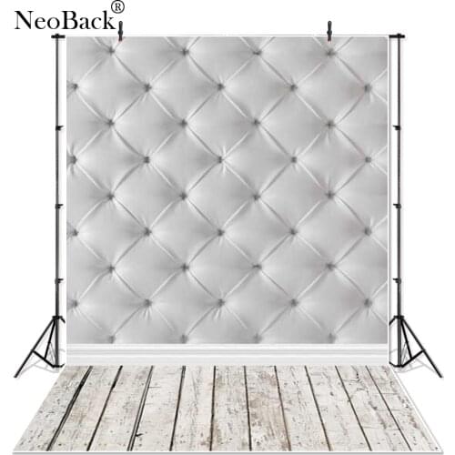 Fast shipping 5x7ft Grey Tufted Leather Wall Wooden Floor Costume Portrait Studio Backdrop Customize poly vinyl fondo P0962