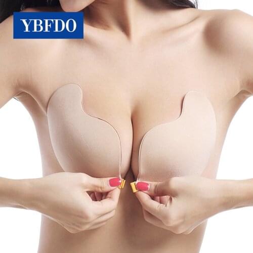 YBFDO Adhesive Invisible Bras For Women Sexy Lingerie Seamless Silicone Sticky Bralette Strapless Front Closure Push Up Bra