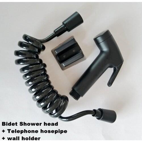 Bathroom Retro Matte Black Bidet Sprayer Shower Head Toilet Handheld Two-function Shattaf Wash Nozzle Gun + Telphone Hosepipe