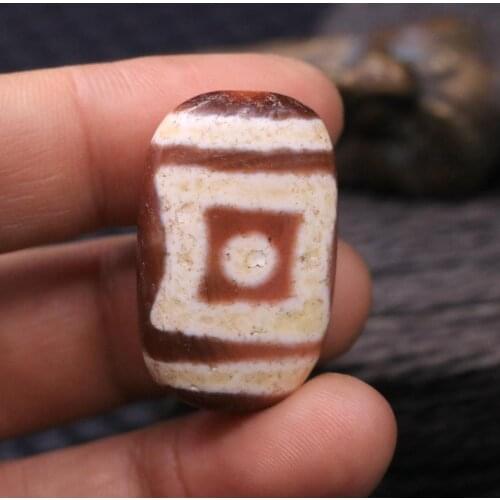 Energy Tibetan Old Red Agate Heaven&Earth Flat dZi Bead Pendant Amulet Totem AAA LKbrother Sauces