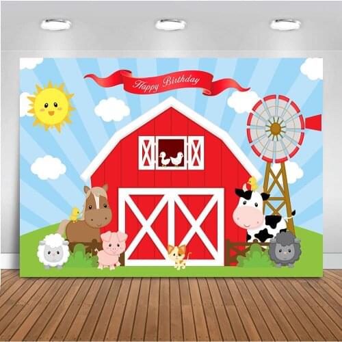 Neoback Farm backdrop for Photography Cartoon Birthday Theme Party Decoration background for Photo Booth Studio Printed