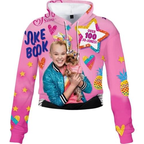 JOJO SIWA print New Women Long Sleeve Crop Top Short Hoodies Sweatshirt Girls Casual Pullover Loose Tracksuits Jumpers