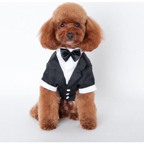 Small Pet Cat Dog Jacket Clothing Prince Tuxedo Cute Bow Tie Suit Puppy Costume Jumpsuit Coat