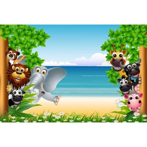 Cartoon Safari Animals Dinosaur Baby Photography Backgrounds Customized Child Party Photographic Backdrops For Home Photo Studio