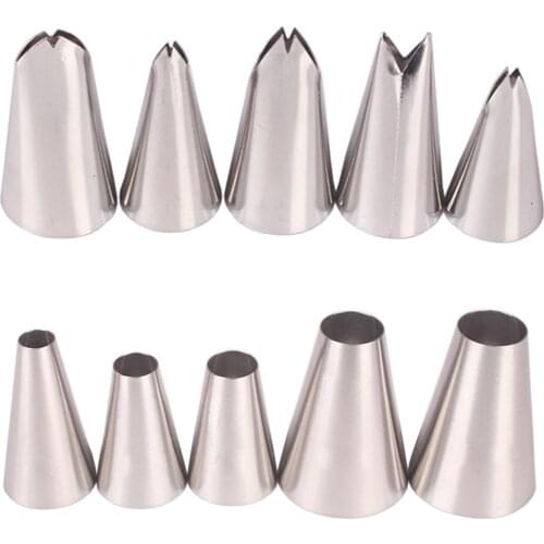 5pcs/set Cake Nozzle Decorating Tips Set Kitchen Accessories Cream Icing Piping Fondant round hole leaf Nozzle Decorating Tool