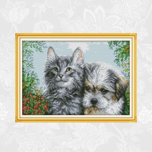 Kitten and Puppy Patterns Cross Stitch Kits Embroidery Canvas Needlework Sets 11CT 14CT Chinese Cross-stitch Printing kits