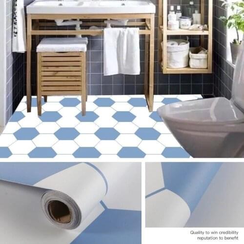 Kitchen floor stickers self-adhesive tile stickers anti-cement floor Bohemian wall skirt tile wall black and white grid