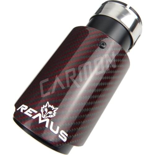 1 piece Remus Sport Glossy Red Carbon Fiber Exhaust Muffler Tips Matte Black Inner Pipe for BMW AUDI GOLF MAZDA Land Rover JAGUA