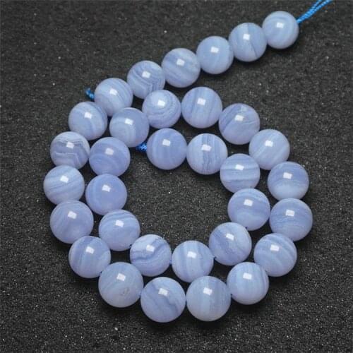 Natural Brazilian Blue Lace Agate Loose Round Beads - 6mm,8mm,10mm,12mm
