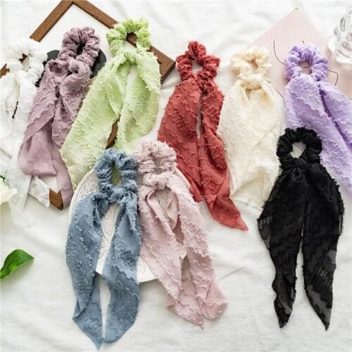 New Beauty Strip Knotted Ponytail Ribbon Large Intestine Ring Headdress All-Match Female Hairtie Cloth Hair Ring