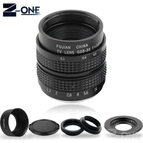 FUJIAN 35mm F1.7 CCTV Movie lens+C Mount+Macro ring+hood for Panasonic Micro 4/3 m4/3 GF2 GF3 GF5 GF6 GX1 GX7 GX8 G5 GH1 GH2 GH5