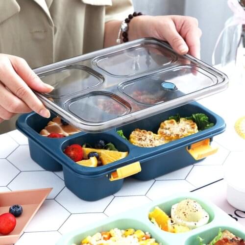 Single-layer Microwave Lunch Box Leak-Proof Independent Lattice Bento Lunch Box for Kids Bento Box Portable Food Container