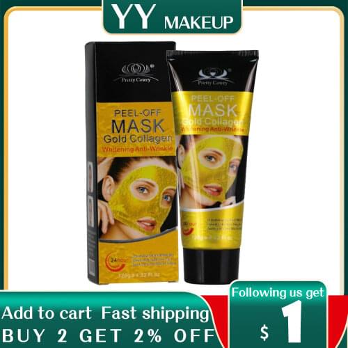 Wholesale & retail gold collagen peel off facial mask for deep cleansing wihitening anti-wrinkle 120ml/pcs