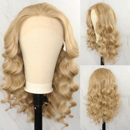Beautiful Diary Long Loose Wavy Wig Blonde Color 13x4inch Futura Hair Heat Resistant Synthetic Lace Front Wig For Black Women