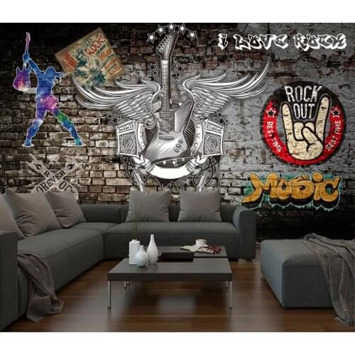 Custom wallpaper photo European and American rock bar KTV music elements decorative mural living room bedroom 3d wallpaper