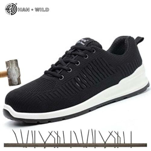 Work Safety Shoes Mens 2019 Steel Toe Cap Mid Sole Impact Resistant Soft Male Shoes Plus Size Work Sneakers Boots Men