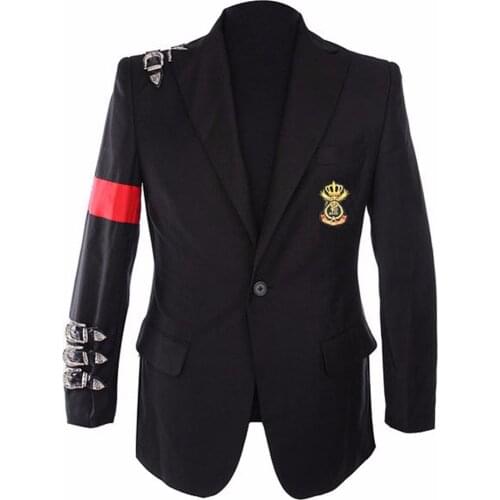 Rare Casual Classic MJ Michael Jackson BAD Jacket Informal Buckle Badge Suit Blazer For Fans Imitator Best Gift
