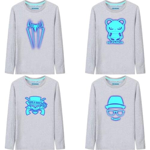 Christmas Kids T Shirt Cartoon Baby Boys Girls Children Clothes Anime Long Sleeve Tops Cute Luminous Print Tee Toddler Clothes