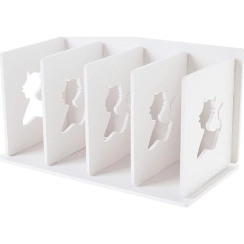 DIY Assembly Storage Rack White Wood Plastic Board Book Organizer Bookshelf Waterproof 5 Layer Storage Holder for Desk, Office