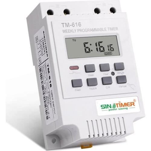 SINOTIMER TM616 Sinotimer Digital Time Switch Weekly Programmable 30amp Relay Control Timer 220v Din Rail Mount