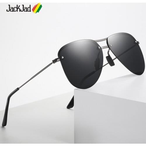 JackJad 2021 Vintage Half Metal Pilot Style Men Polarized Sunglasses Driving Fish Brand Design Sun Glasses Oculos De Sol A674