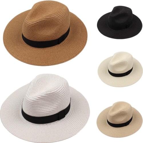 Wide brim Panama straw hats men women top hats spring and summer outdoor sunshade beach big brim ladies sun hat wholesale