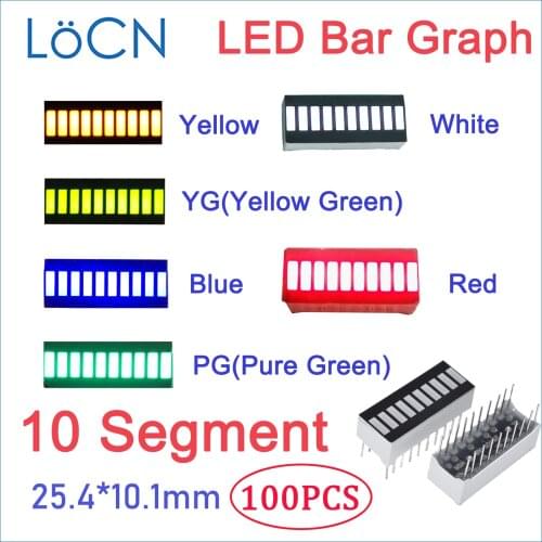LED Display Bargraph Light 10 segment 2510 RED WHITE BLUE YELLOW GREEN single color digital tube board DIY module Ultra Bright