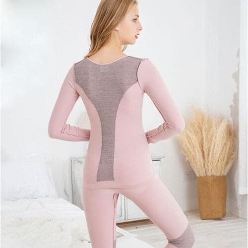 O-Neck Heat Womens Thermal Underwear Two-piece Set Inner Wear Winter Warm Long Johns Modal Stretch Slim Female Cold Clothing