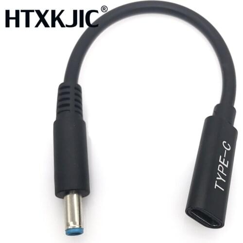 USB 3.1 Type C PD Power Adapter Converter DC Plug 4.5*3.0 0.6mm Pin Male Jack Connector for Dell HP Laptops Charging Cable 15cm