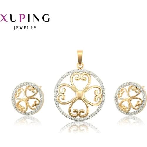 Xuping Fashion Temperament Ladies Gold-color Plated Jewelry Set for Women Thanksgiving Day Gifts 65001