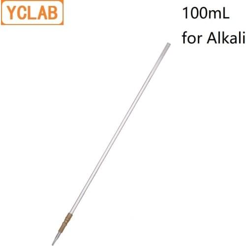 YCLAB 100mL Burette with Rubber Tubing Connection Clear Glass Head and Tip for Alkali Class A Laboratory Chemistry Equipment