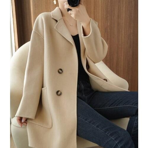 100% Wool Coat for Women Double Sided Wool Jacket Famale New Long Korean Overcoats Woman Clothes Casaco Feminino Elegante SQQ237
