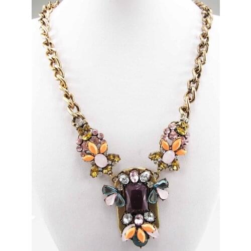 Yayi jewelry Hot Handmade Fashion Bohemia Glass Crystal Sweater Chain Beads Pendants Bib Statement Women Choker Necklaces Q992