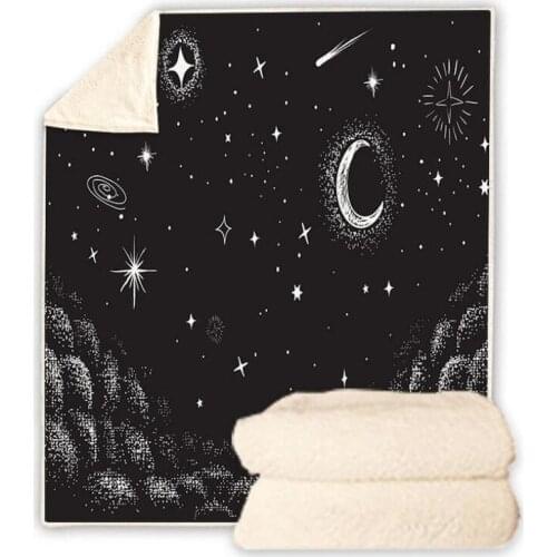 Starry Sky Galaxy Funny Character Blanket 3D Print Sherpa Blanket on Bed Home Textiles Dreamlike Style 04