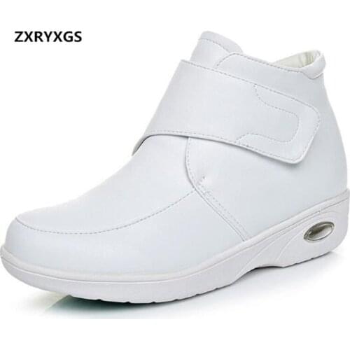 ZXRYXGS Brand Winter Boots Nurse Light Comfort Air Cushion Shoes Women Boots 2020 New Fashion Casual Shoes Genuine Leather Boots