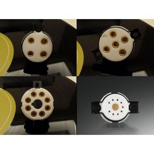 1pc EIZZ Vacuum Tube Socket PTFE Base 24K Gold Plated 4/5/6/8/9 Pins HiFi Audio AMP 300B 274B KT88 EL34 12AX7 12AU7 ECC81 EL84