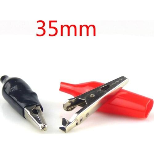 100pcs lot of 35 mm metal alligator clip on G98 alligator clip test probe plastic boots with 50 50 red and black 35mm alligator