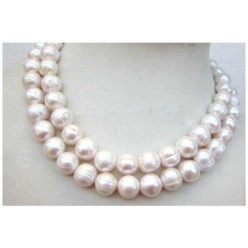 13-15MM AUSTRALIAN SOUTH SEA BAROQUE WHITE PEARL NECKLACE 32inch