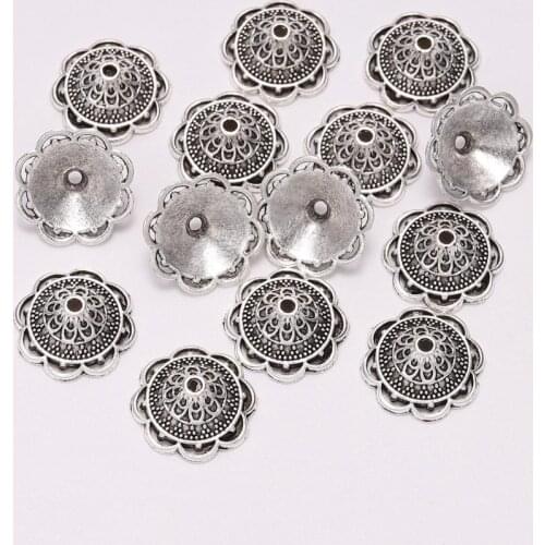 20Pcs/Lot 14mm Antique Receptacle Bead Caps Flower For Jewelry Making Findings Diy Needlework Accessories Wholesale