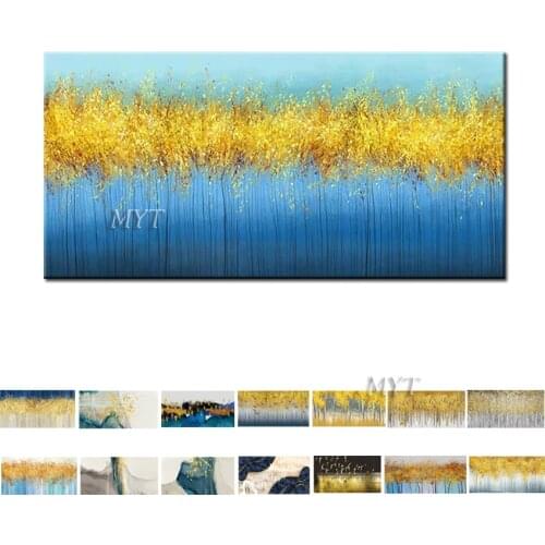 Free Shipping Gloden Tree Unframed Oil Painting Abstract Wall Canvas Art 100% Hand Painted Newest Design Painting Room Decor
