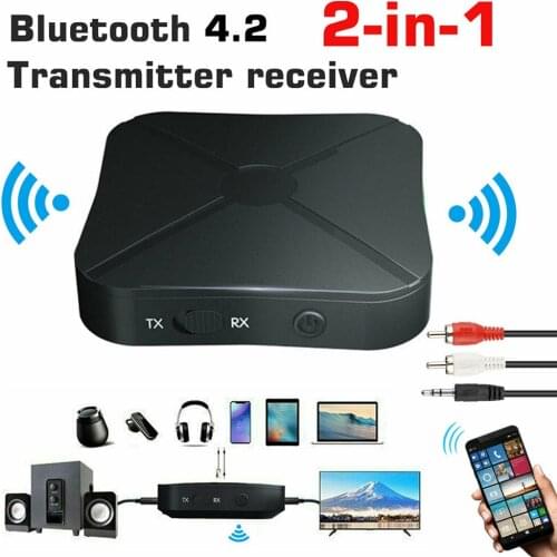 2 in 1 Bluetooth Wireless Audio Receiver Transmitter 3.5mm AUX Jack RCA USB Dongle Stereo Adapter With Mic For TV PC Headphone