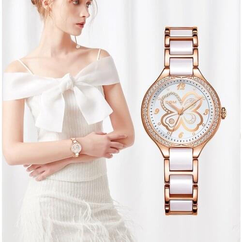 DOM Woman Watches Ceramics Watchband Top Brand Luxury Watch Female Quartz Waterproof Wristwatch Ladies Girls Watches Clock