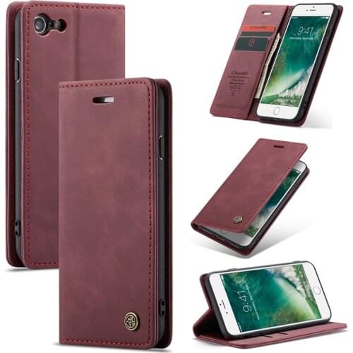 Leather Wallet Case For iPhone 8 7 6 Plus Magnetic Credit Card Money Slot Retro Flip Cover For iPhone X XS Max XR Business Coque