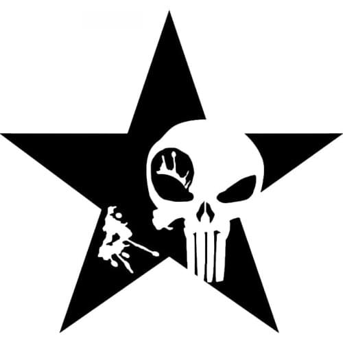 Skull Five-pointed Star Graphic Sticker High Quality Car Decoration Personality Pvc Waterproof Decal Black/white, 15cm*16cm