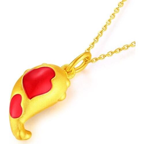 Pure 1999 24K Yellow Gold Pendant Women Goldfish Necklace Pendant