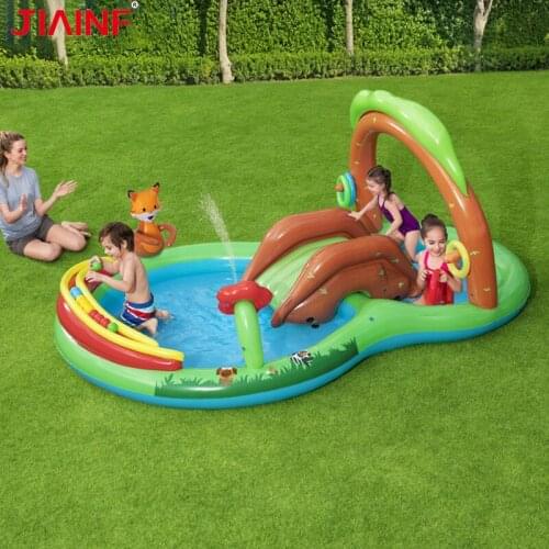 Kids Inflatable Forest Paddling Pool With Slide Summer Outdoor Tub Removable Swimming Pools Outdoor Garden Paly Accessories
