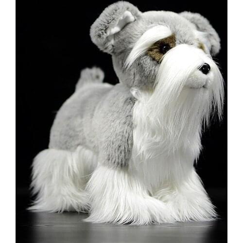 Simulation Dog Doll Cute Standard Schnauzer Czech terrier Soft Real Life Animal Miniature Schnauzer Plush Toy Kids Gift Model