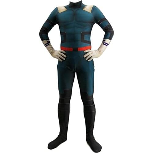 Boys/Men Midoriya Izuku Cosplay Adult Lycra Spandex Jumpsuit Zenzai Suits Deku Cosplay Anime Bodysuit Swimming Halloween Cost