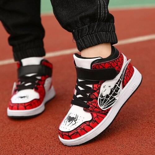 Disney cartoon leather boy casual shoes winter spring new basketball shoes girls high top shoes sneakers